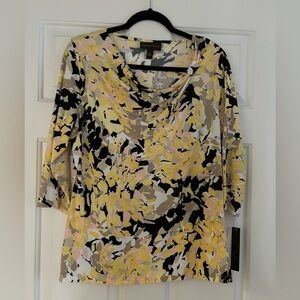 Dana Buchman Yellow Gold Graphic Blouse
